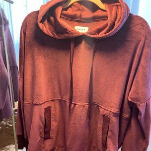 DKNY Burgundy Velour Hoodie, Size S